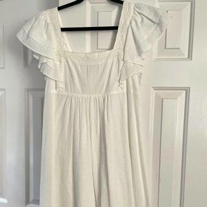 Wild Fable White Summer Dress with Square Neck and Stretch Fit | Women's Medium